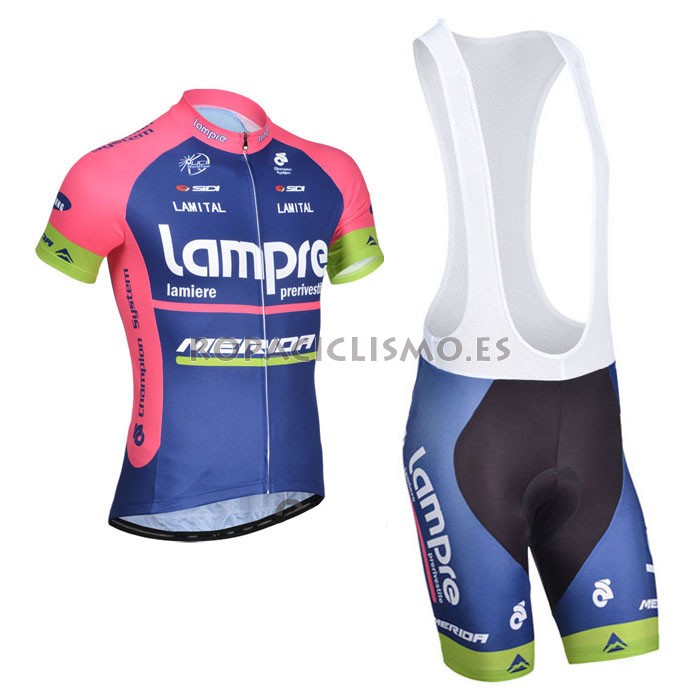 2014 Maillot lampre rose red mangas cortas tirantes